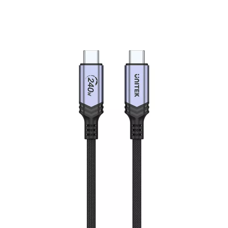 Unitek C14110GY-2M USB-C į USB-C kroviklio laidas, PD 240 W (48 V/5 A), 2 m, juodai pilkas