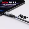 Unitek C14110GY-2M USB-C į USB-C kroviklio laidas, PD 240 W (48 V/5 A), 2 m, juodai pilkas