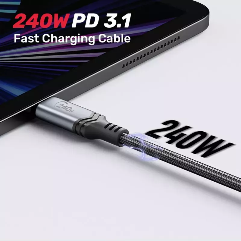 Unitek C14110GY-2M USB-C į USB-C kroviklio laidas, PD 240 W (48 V/5 A), 2 m, juodai pilkas