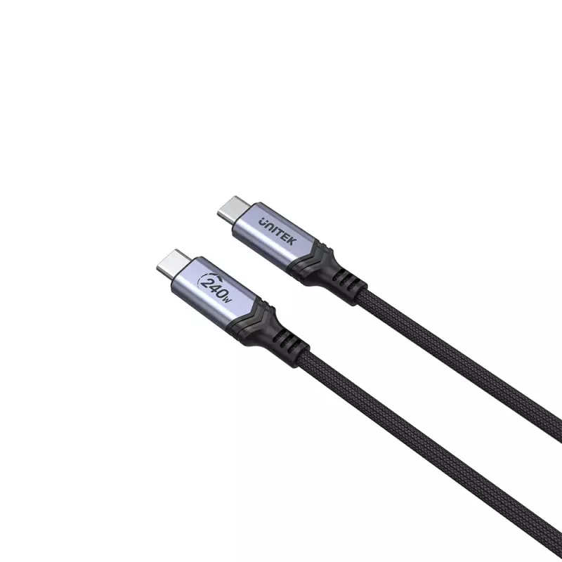 Unitek C14110GY-2M USB-C į USB-C kroviklio laidas, PD 240 W (48 V/5 A), 2 m, juodai pilkas