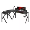Kampinis žaidimų stalas Huzaro Hero 6.3 Black L formos anglies pluošto viršus 1540×1170×740 mm