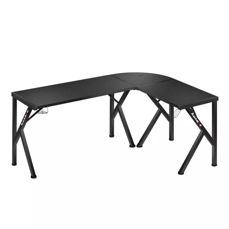 Kampinis žaidimų stalas Huzaro Hero 6.3 Black L formos anglies pluošto viršus 1540×1170×740 mm