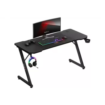 Ergonominis žaidimų stalas huzaro Hero 3.3 Juodas – tiesus stačiakampis 1400x600 mm