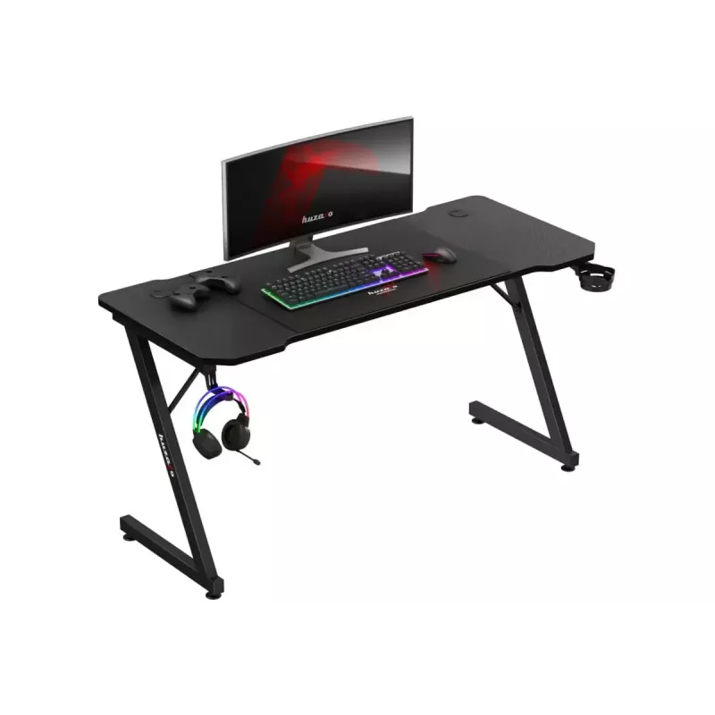 Ergonominis žaidimų stalas huzaro Hero 3.3 Juodas – tiesus stačiakampis 1400x600 mm