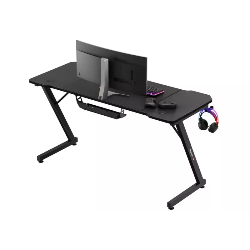 Ergonominis žaidimų stalas huzaro Hero 3.3 Juodas – tiesus stačiakampis 1400x600 mm