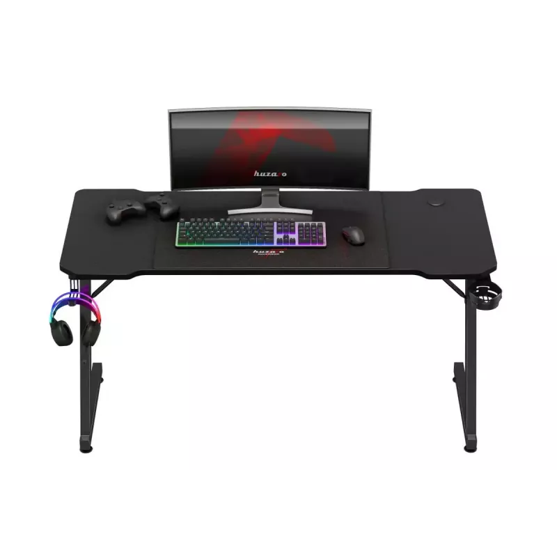 Ergonominis žaidimų stalas huzaro Hero 3.3 Juodas – tiesus stačiakampis 1400x600 mm