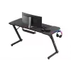 Gaming stalas huzaro Hero 3.3 RGB – juodas tiesus stalviršis 1400x600 mm, LED apšvietimas, puodelio laikiklis, ausinių kablys