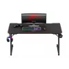 Gaming stalas huzaro Hero 3.3 RGB – juodas tiesus stalviršis 1400x600 mm, LED apšvietimas, puodelio laikiklis, ausinių kablys
