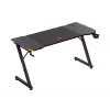 Gaming stalas huzaro Hero 3.3 RGB – juodas tiesus stalviršis 1400x600 mm, LED apšvietimas, puodelio laikiklis, ausinių kablys