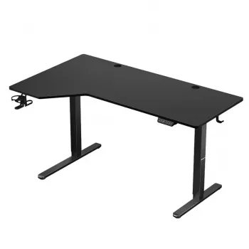 Gaming stalas huzaro Hero 9.1 Juodas – L formos MDF viršus, USB-C įkrovimas, LED valdymas, reguliuojamas aukštis 72–118 cm