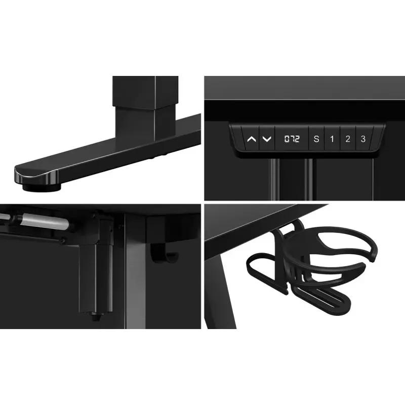 Gaming stalas huzaro Hero 9.1 Juodas – L formos MDF viršus, USB-C įkrovimas, LED valdymas, reguliuojamas aukštis 72–118 cm
