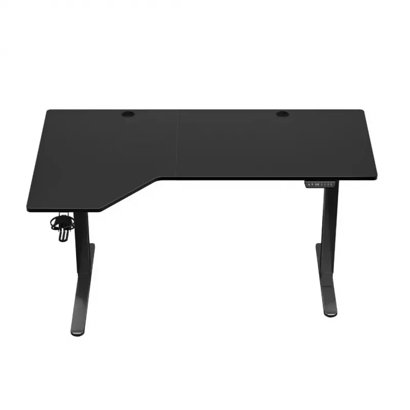 Gaming stalas huzaro Hero 9.1 Juodas – L formos MDF viršus, USB-C įkrovimas, LED valdymas, reguliuojamas aukštis 72–118 cm