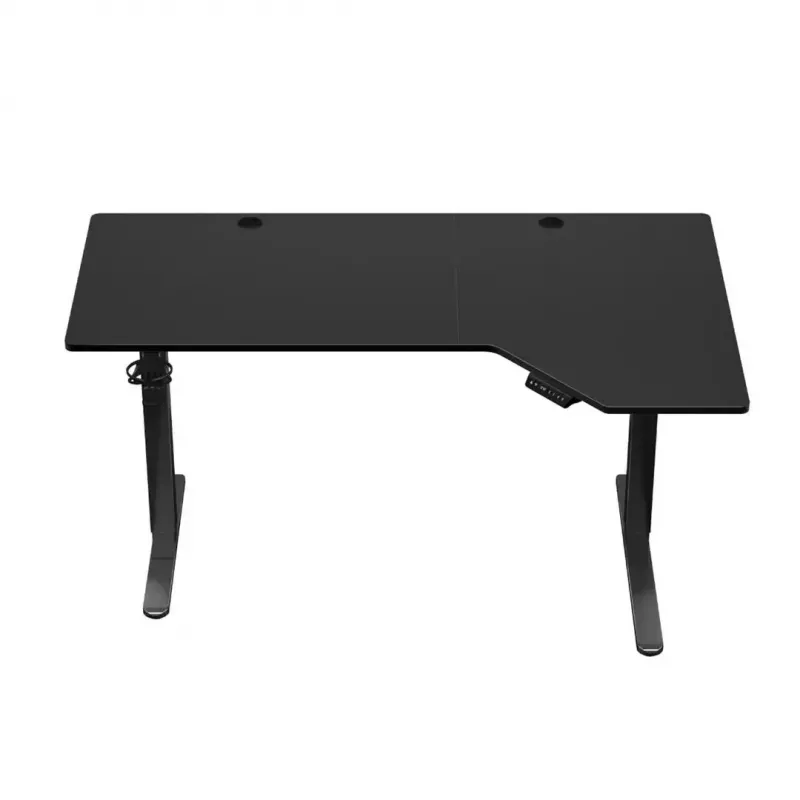 Gaming stalas huzaro Hero 9.1 Juodas – L formos MDF viršus, USB-C įkrovimas, LED valdymas, reguliuojamas aukštis 72–118 cm