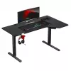 Gaming stalas huzaro Hero 9.1 Juodas – L formos MDF viršus, USB-C įkrovimas, LED valdymas, reguliuojamas aukštis 72–118 cm