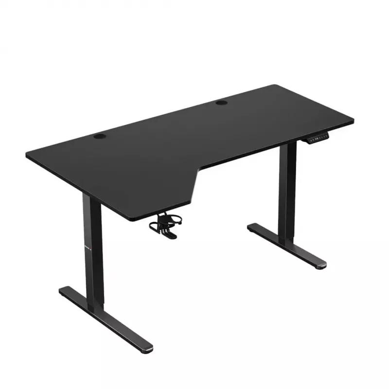 Gaming stalas huzaro Hero 9.1 Juodas – L formos MDF viršus, USB-C įkrovimas, LED valdymas, reguliuojamas aukštis 72–118 cm