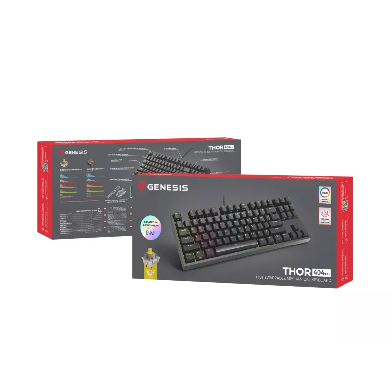 GENESIS Thor 404 TKL klaviatūra žaidimams USB QWERTY US International juoda