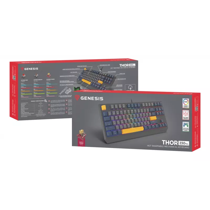 GENESIS Thor 230 TKL klaviatūra žaidimams USB QWERTY anglų mėlyna