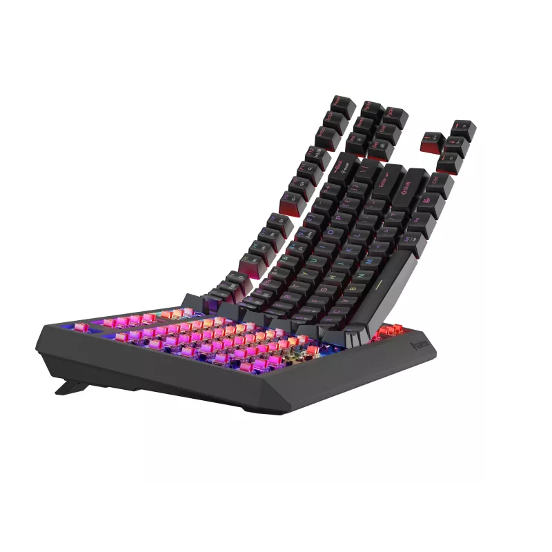 Mechaninė žaidimų klaviatūra GENESIS Thor 230 TKL be skaičių bloko – USB, RF belaidis, Bluetooth, 87 klavišų QWERTY, pilka