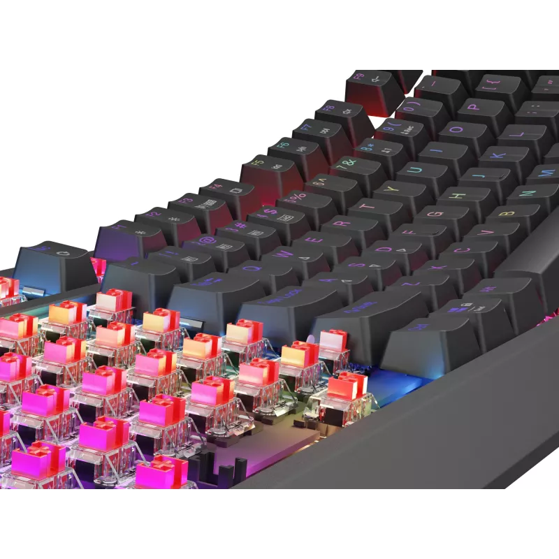 Mechaninė žaidimų klaviatūra GENESIS Thor 230 TKL be skaičių bloko – USB, RF belaidis, Bluetooth, 87 klavišų QWERTY, pilka