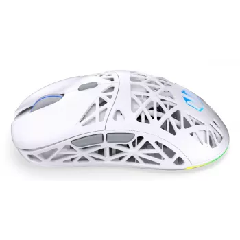 Belaidė žaidimų pelė ENDORFY LIV Onyx White – Bluetooth/2,4 GHz, 12000 DPI, ambidekstrinė, aRGB apšvietimas, 6 mygtukai, USB-A/USB-C laidas