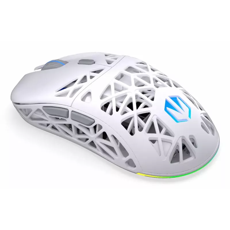 Belaidė žaidimų pelė ENDORFY LIV Onyx White – Bluetooth/2,4 GHz, 12000 DPI, ambidekstrinė, aRGB apšvietimas, 6 mygtukai, USB-A/USB-C laidas