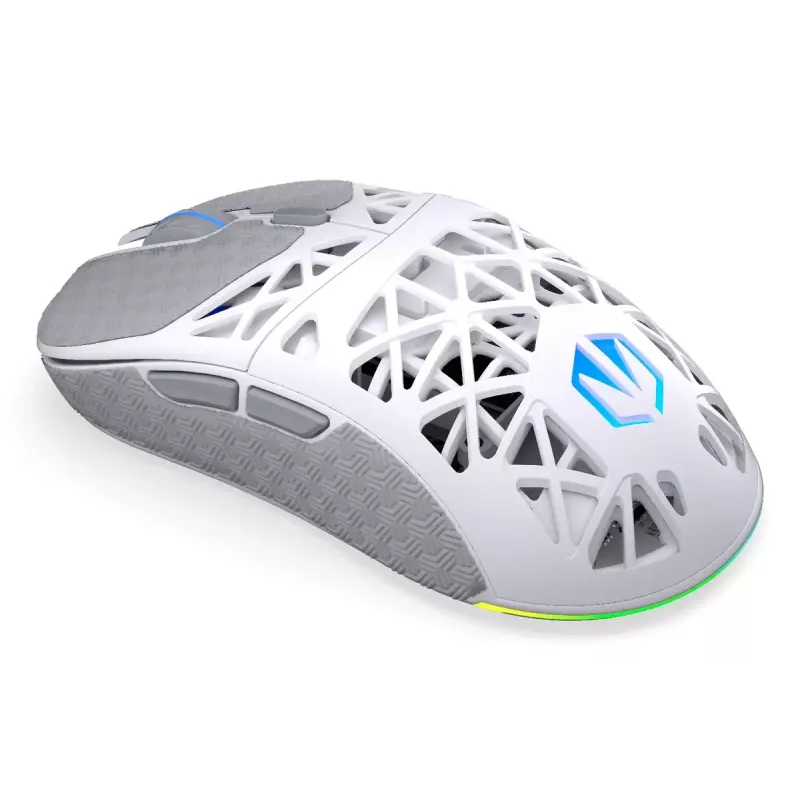 Belaidė žaidimų pelė ENDORFY LIV Onyx White – Bluetooth/2,4 GHz, 12000 DPI, ambidekstrinė, aRGB apšvietimas, 6 mygtukai, USB-A/USB-C laidas
