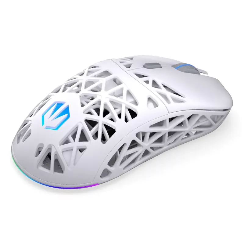 Belaidė žaidimų pelė ENDORFY LIV Onyx White – Bluetooth/2,4 GHz, 12000 DPI, ambidekstrinė, aRGB apšvietimas, 6 mygtukai, USB-A/USB-C laidas
