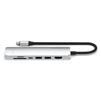 USB Type-C stotelė Satechi ST-P7SS su HDMI, USB 3.2 Gen 2, Gigabit Ethernet — 10000 Mbit/s, 4K@60Hz, sidabrinė