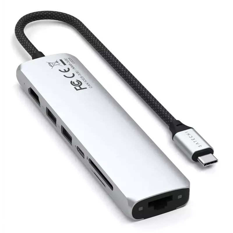 USB Type-C stotelė Satechi ST-P7SS su HDMI, USB 3.2 Gen 2, Gigabit Ethernet — 10000 Mbit/s, 4K@60Hz, sidabrinė