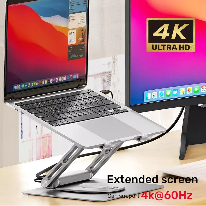 Unitek D1109A sulankstoma sukama nešiojamo kompiuterio paceliama pakura su USB-C šakotuvu, HDMI 4K, PD 100 W, iki 17 colių (43,2 cm)