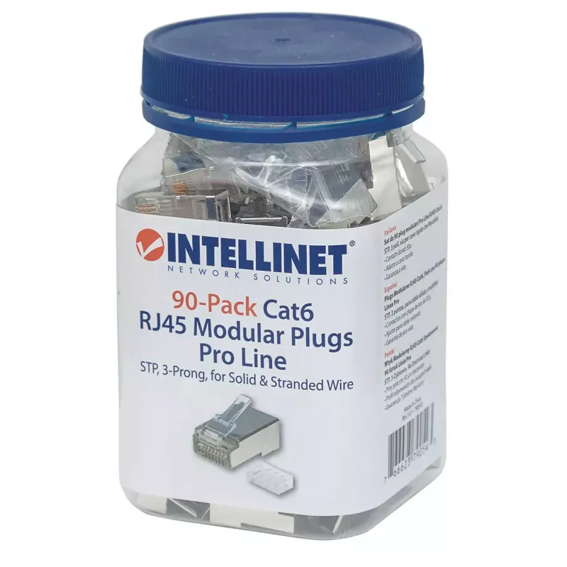 Intellinet Pro Line RJ45 kištukai Cat6 STP, 3 kontaktai, 50 µ auksuoti, 90 vnt.