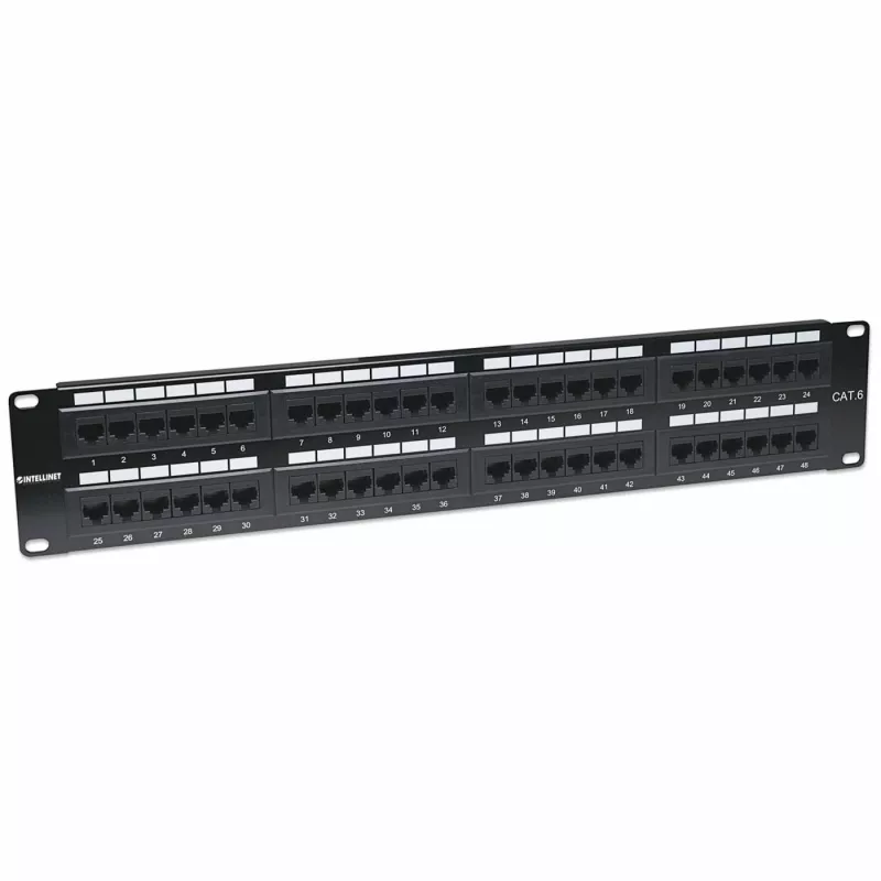 Intellinet Patch Panel, Cat6, UTP, 48 prievadų, 2U, juoda