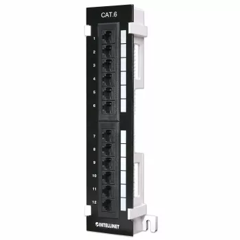 Intellinet Patch Panel, Cat6, montuojamas ant sienos, UTP, 12 prievadų, juoda