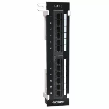 Intellinet Patch Panel, Cat6, montuojamas ant sienos, UTP, 12 prievadų, juoda