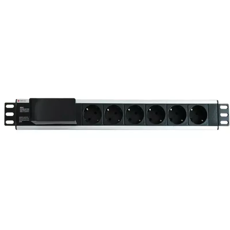 Techly I-CASE STRIP-16SH maitinimo skirstytuvas (PDU) 6 lizdai 1.5U juodas, sidabrinis