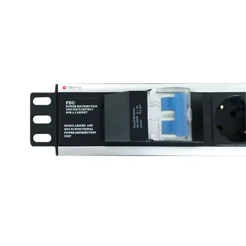 Techly I-CASE STRIP-16SH maitinimo skirstytuvas (PDU) 6 lizdai 1.5U juodas, sidabrinis