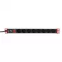 Techly 19 colių stovo maitinimo juosta 8 lizdai Schuko kištukas, juoda, 1,05 kg
