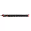 Techly 19 colių stovo maitinimo juosta 8 lizdai Schuko kištukas, juoda, 1,05 kg