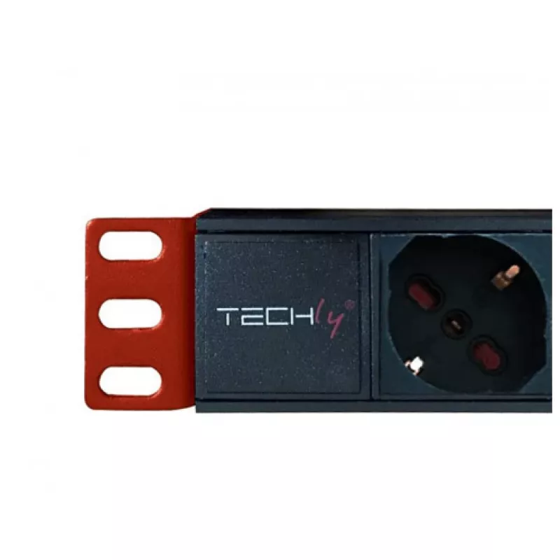 Techly daugializdis 8 kištukinių lizdų stelažui 19 colių C14 kištukas 1 HE juoda raudona