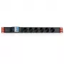 Techly I-CASE STRIP-61UD maitinimo skirstytuvas (PDU) 6 lizdai 1U juodas, raudonas