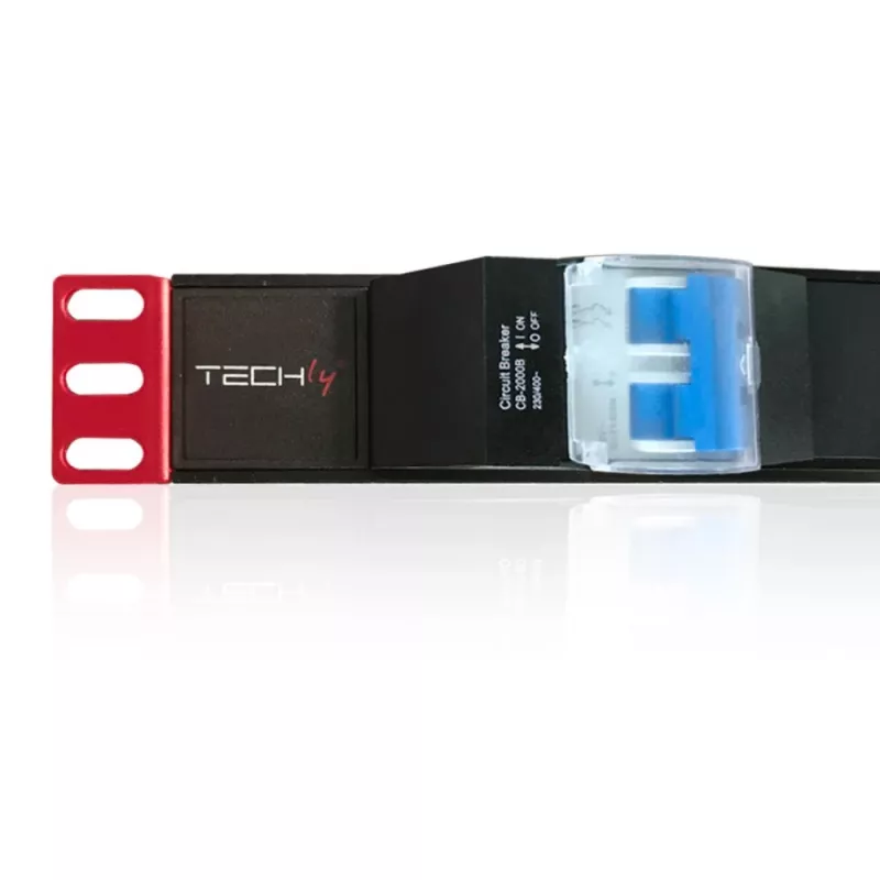 Techly I-CASE STRIP-61UD maitinimo skirstytuvas (PDU) 6 lizdai 1U juodas, raudonas