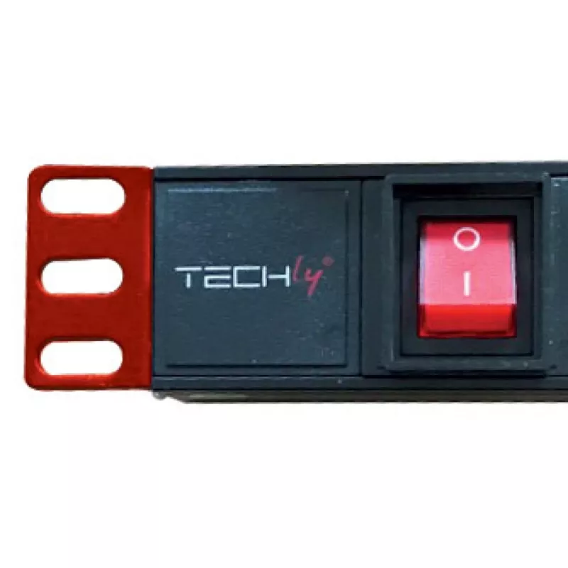 Techly I-CASE STRIP-18C20 maitinimo skirstytuvas (PDU) 8 AC lizdai 1U juodas, raudonas