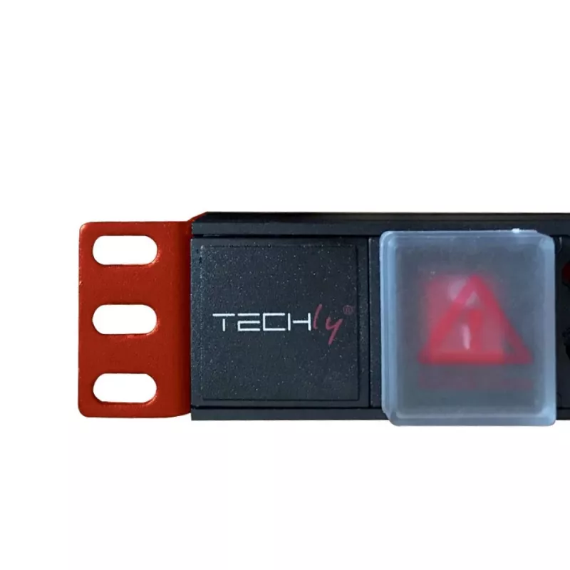 Techly I-CASE STRIP-18C20 maitinimo skirstytuvas (PDU) 8 AC lizdai 1U juodas, raudonas