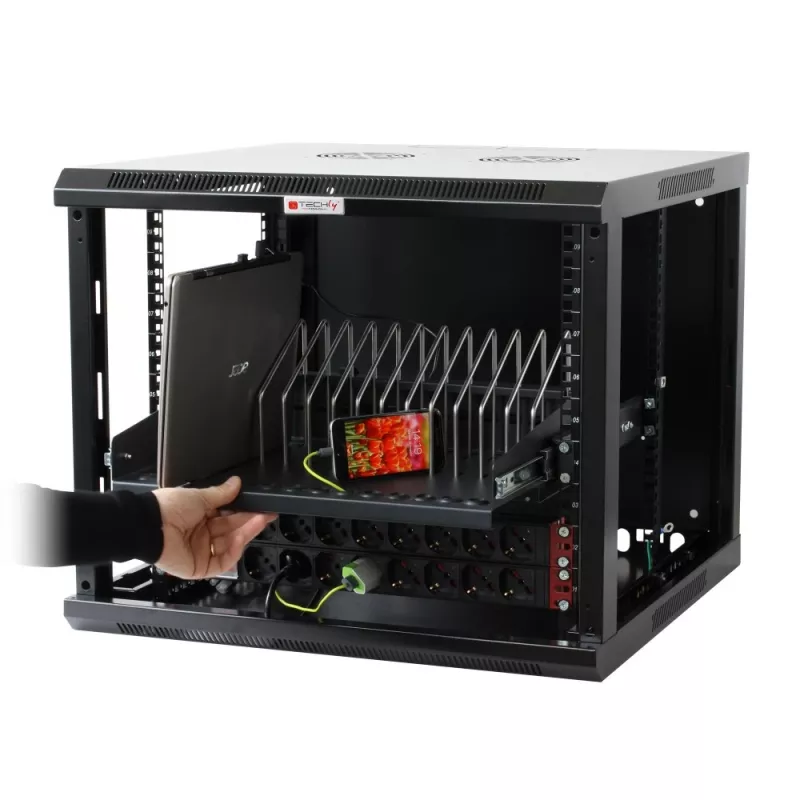 Techninė lentyna Techly I-CABINET-TRAY14BK Juoda 4U 19 colių