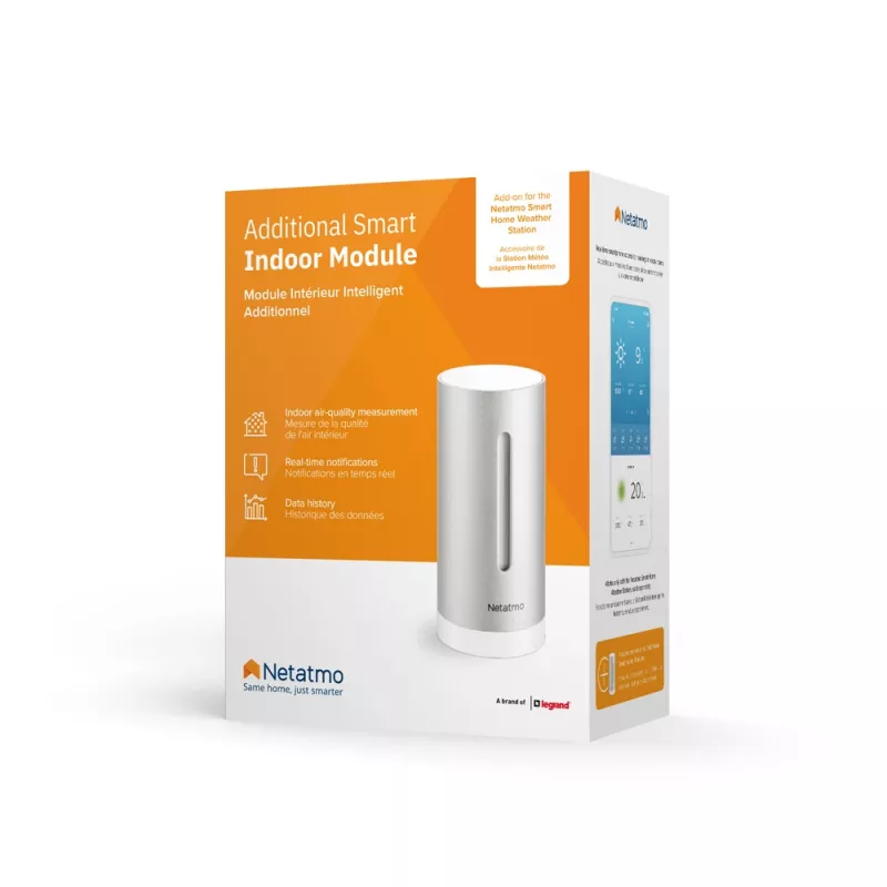 Netatmo papildomas išmanusis vidaus modulis, belaidis, 0,3°, 3%, duraliuminis, aliuminis, AAA