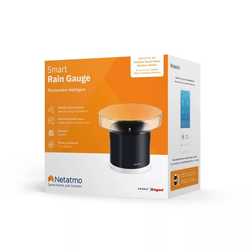 Netatmo Smart Rain Gauge – išmanus lietaus matuoklis, baterija, AAA, 1,5 V, 130 mm, 130 mm, 110 mm