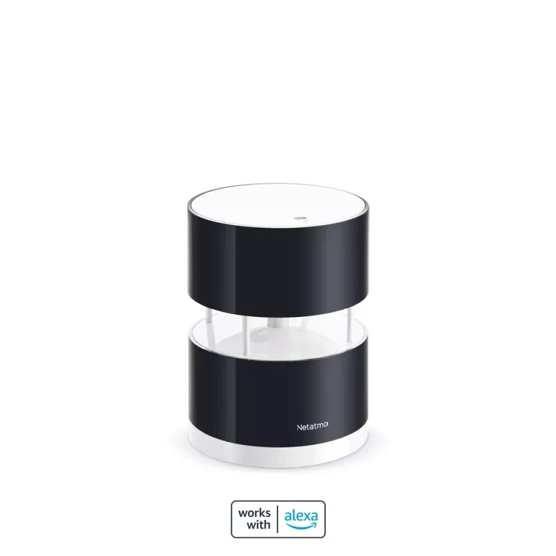 Netatmo Smart Anemometras, vėjo greičio matuoklis, belaidis, Wi-Fi, 0-45 m/s, 100 m, juodas, permatomas