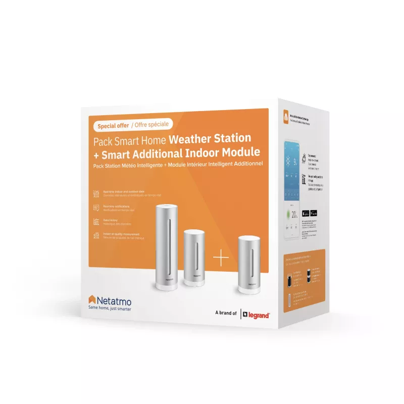 Netatmo Indoor Pack „Išmani namų orų stotis + papildomas vidaus modulis“