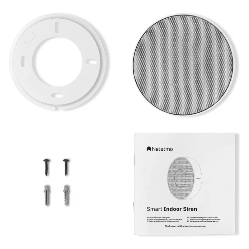 Belaidė sirenėlė Netatmo NA-NIS01 vidaus patalpoms balta, 110 dB, USB prievadas, AA x4, 130×35×130 mm