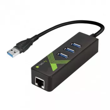Techly IDATA-USB-ETGIGA-3U2 USB 3.2 Gen 1 Type-A dokas / prievadų plėtiklis juodas